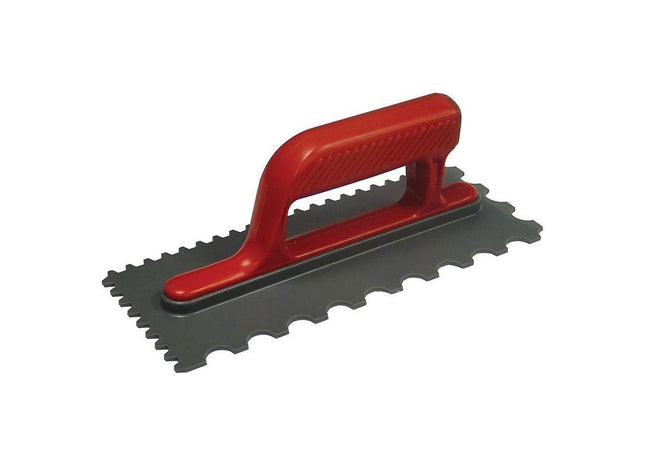 Faithfull Notched Trowel V 4mm & Round 7mm Plastic Handle 11 x 4.1/2in Faithfull - RockBottom Northampton