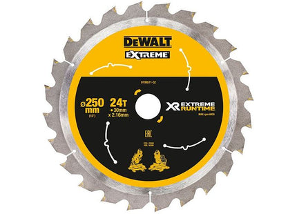 Dewalt Power Tools Extreme Runtime FlexVolt Mitre Saw Blade 250 x 30mm x 24T DeWALT Power Tools - RockBottom Northampton