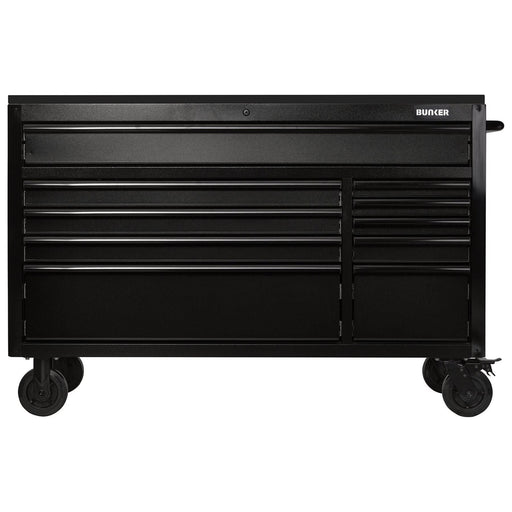 Bunker 10 Drawer Workbench Roller Tool Cabinet with Black Stainless Steel Worktop, 56" Draper - Town Tools
