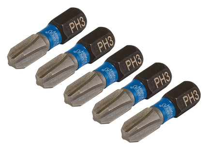 Draper Expert Cross Slot/PH Type Impact Screwdriver Bits, No.3 x 25mm, 1/4" Hex Draper - Town Tools 