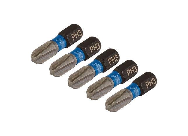 Draper Expert Cross Slot/PH Type Impact Screwdriver Bits, No.3 x 25mm, 1/4" Hex Draper - Town Tools 