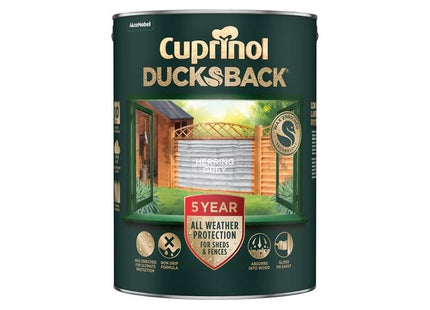 Cuprinol Ducksback 5 Year Waterproof for Sheds & Fences Herring Grey 5 litre Cuprinol - RockBottom Northampton
