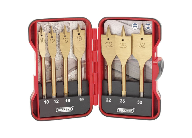 Draper Titanium Nitride Coated Flat Wood Bit Set (7 Piece) 18560 Draper - Town Tools 