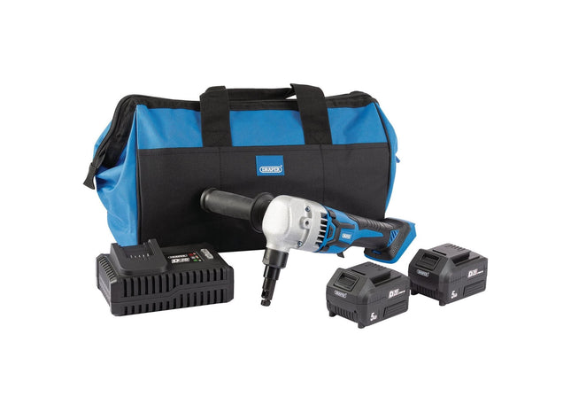 Draper D20 20V Brushless Nibbler, 2 x 5.0Ah Batteries, 1 x Fast Charger, 1 x Bag Draper - Town Tools 