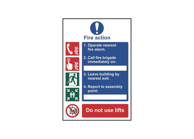Scan Fire Action Procedure, Style 1 - PVC Sign 200 x 300mm Scan - RockBottom Nothampton