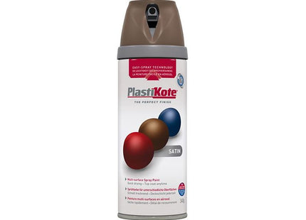 Plastikote Twist & Spray Satin Chocolate Brown 400ml PlastiKote - RockBottom Nothampton