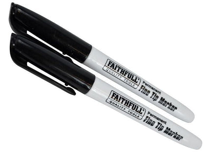 Faithfull Fibre Tip Marker Pen Black (Pack 2) Faithfull - RockBottom Northampton