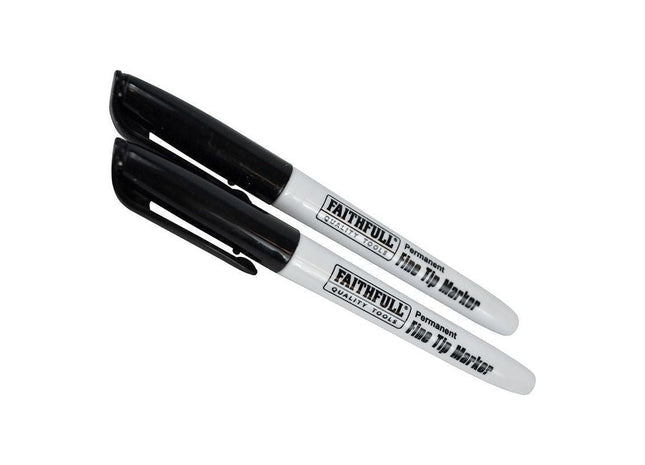 Faithfull Fibre Tip Marker Pen Black (Pack 2) Faithfull - RockBottom Northampton