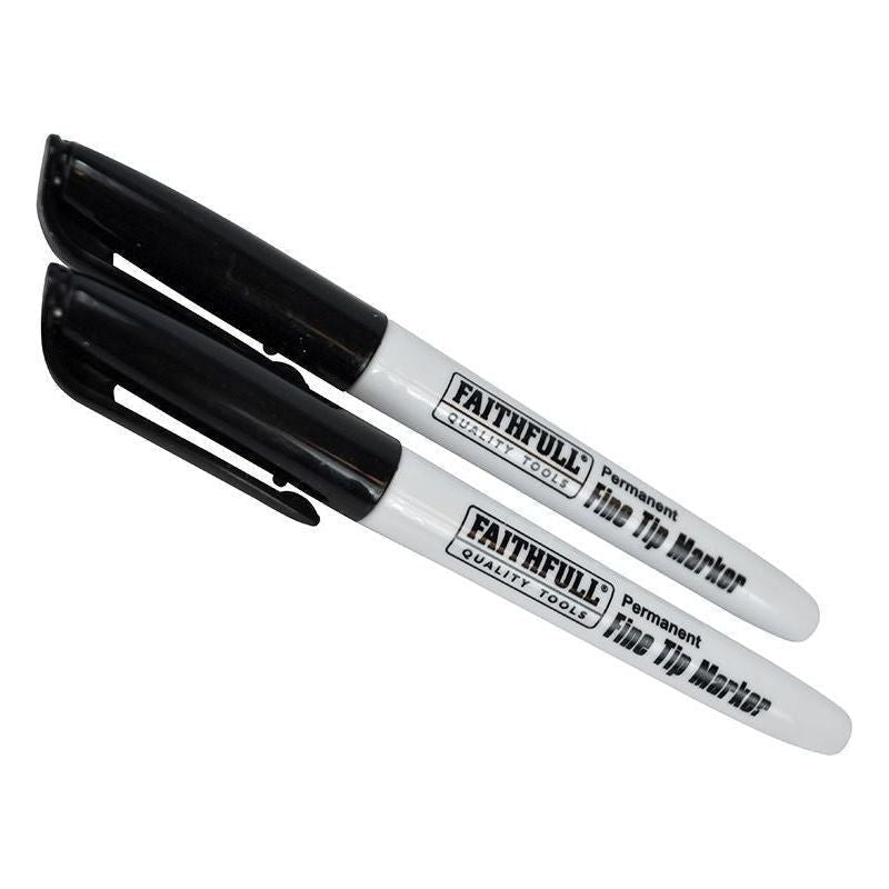 Faithfull Fibre Tip Marker Pen Black (Pack 2) Faithfull - RockBottom Northampton