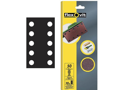 Flexovit 1/2 Sanding Sheets Perforated Coarse 50 Grit (Pack 10) Flexovit - RockBottom Northampton