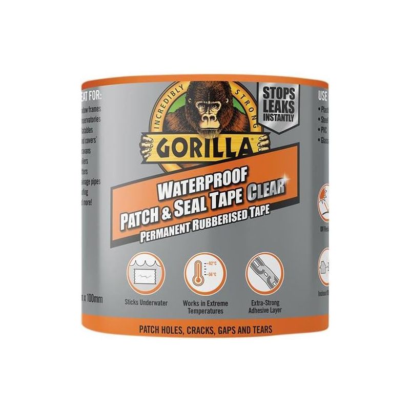 Gorilla Glue Gorilla® Waterproof Patch & Seal Tape 100mm x 2.4m Clear Gorilla Glue - RockBottom Northampton