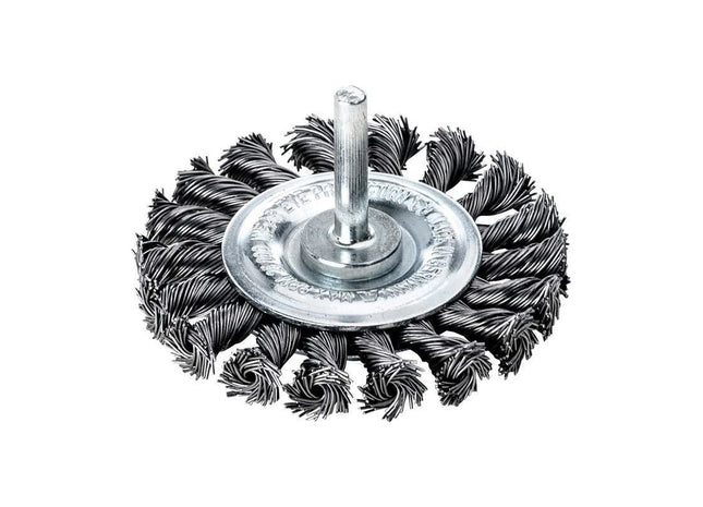 Lessmann Knotted Wheel Brush with Shank 75 x 16mm, 0.50 Steel Wire Lessmann - RockBottom Northampton