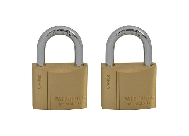 Faithfull Brass Padlock Keyed Alike 2 x 40mm Faithfull - RockBottom Northampton