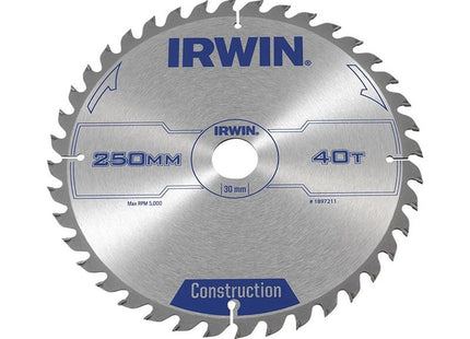 Irwin® General Purpose Table & Mitre Saw Blade 250 x 30mm x 40T ATB IRWIN® - RockBottom Northampton