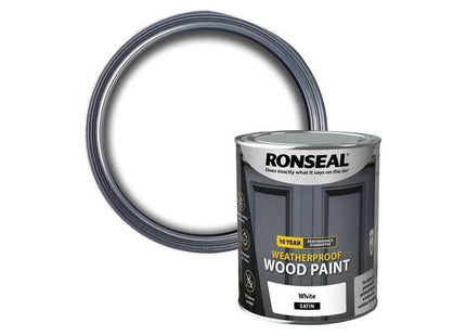 Ronseal 10 Year Weatherproof Wood Paint White Satin 750ml Ronseal - RockBottom Nothampton