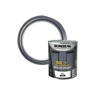 Ronseal 10 Year Weatherproof Wood Paint White Satin 750ml Ronseal - RockBottom Nothampton
