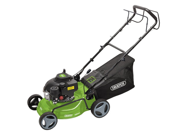 Draper Steel Deck Petrol Lawn Mower, 420mm, 132cc/3.3HP 08671 Draper - Town Tools 