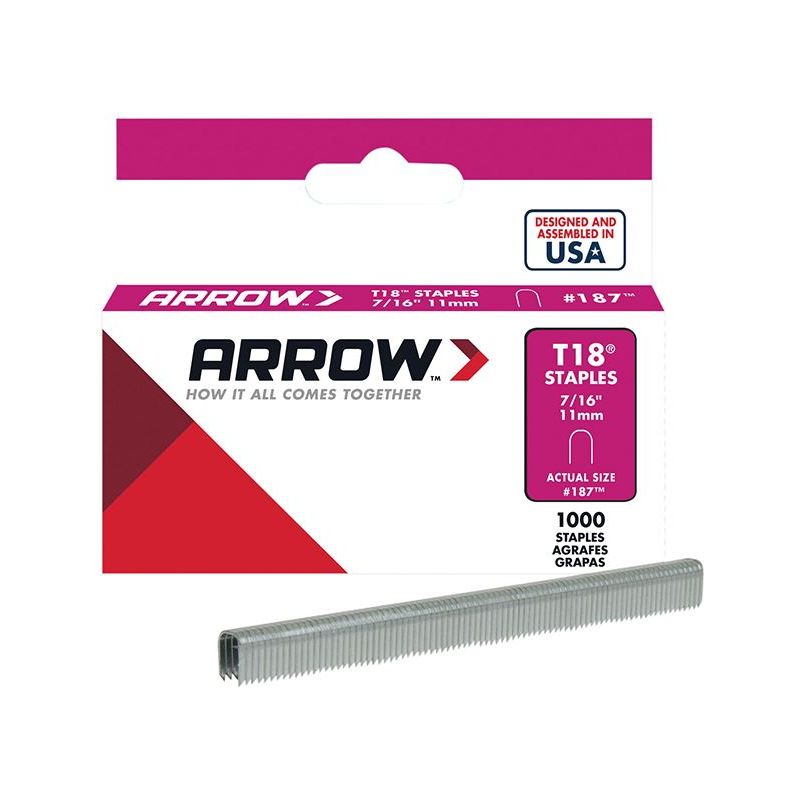 Arrow T18 Staples 11mm (7/16in) (Box 1000) Arrow - RockBottom Northampton 
