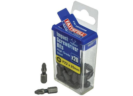 Faithfull Pozi Impact Screwdriver Bits PZ2 x 25mm (Pack 20) Faithfull - RockBottom Northampton
