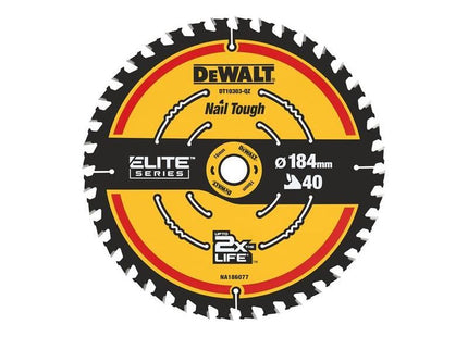 Dewalt Power Tools ELITE™ Series Framing Circular Saw Blade 184 x 16mm x 40T DeWALT Power Tools - RockBottom Northampton