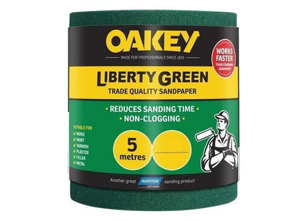 Oakey Liberty Green Sanding Roll 115mm x 5m Extra Coarse 40G Oakey - RockBottom Nothampton
