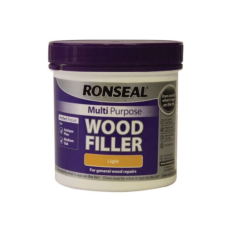 Ronseal Multipurpose Wood Filler Tub Light 465g Ronseal - RockBottom Nothampton