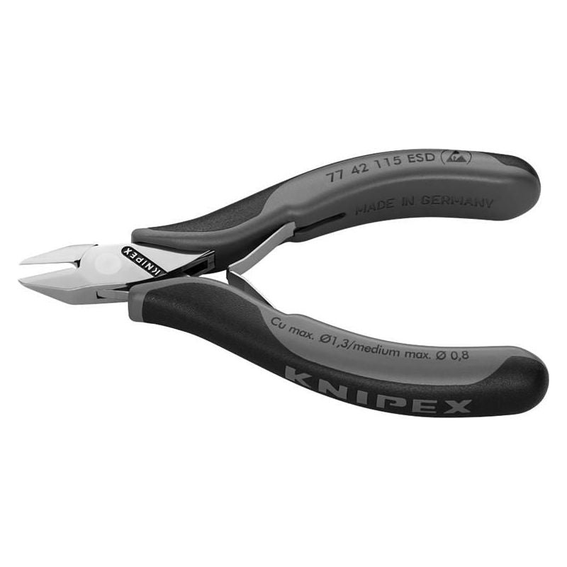 Knipex ESD Electronics Diagonal Cutters - Pointed Head Flush Cut Non Bevelled 115mm Knipex - RockBottom Northampton