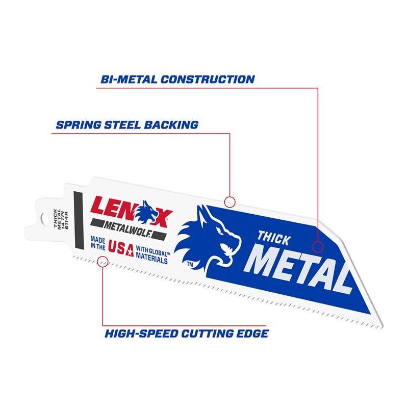 Lenox MultiWolf Wave Edge Reciprocating Saw Blade 152 x 25 x 1.1mm 14 TPI (Pack 5) LENOX - RockBottom Northampton