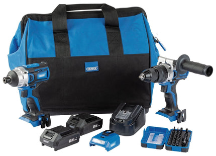 Draper D20 Fix 'N' Go Kit (2 Piece), 2 x 2.0Ah Batteries, 1 x Charger, 1 x Bag Draper - Town Tools 