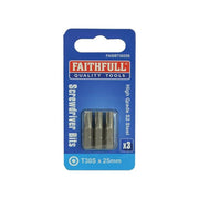 Faithfull Security S2 Grade Steel Screwdriver Bits T30S x 25mm (Pack 3) Faithfull - RockBottom Northampton