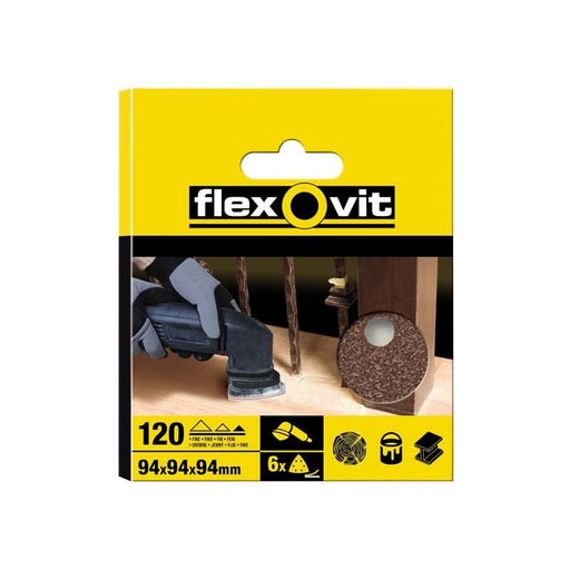 Flexovit Delta Hook & Loop Sanding Sheets 94mm Fine 120G (Pack 6) Flexovit - RockBottom Northampton