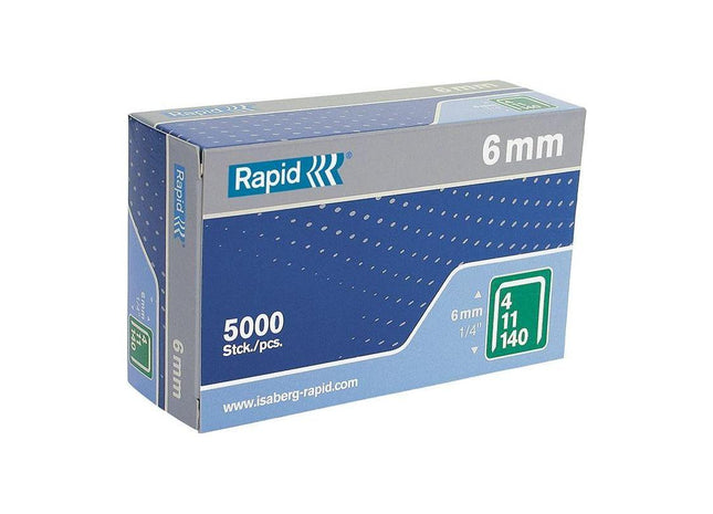 Rapid 140/6 6mm Galvanised Staples (Box 5000) Rapid - RockBottom Nothampton