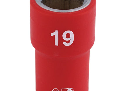 Draper Fully Insulated VDE Socket, 1/2" Sq. Dr., 19mm 31880 Draper - Town Tools 