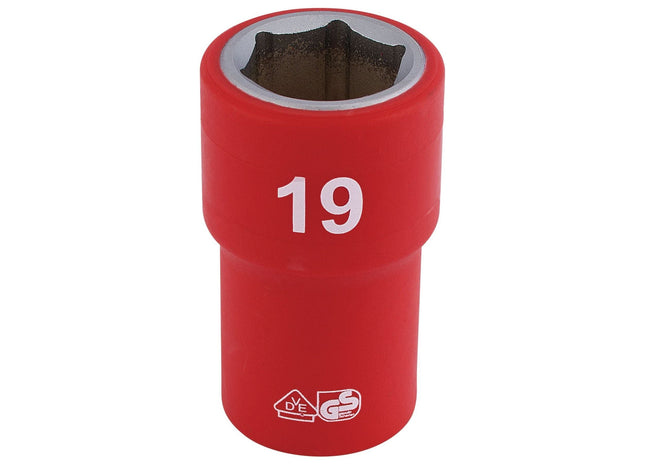 Draper Fully Insulated VDE Socket, 1/2" Sq. Dr., 19mm 31880 Draper - Town Tools 