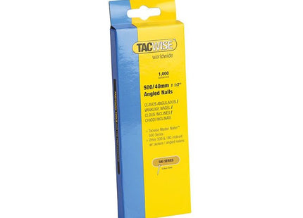 Tacwise 500 18 Gauge 40mm Angled Nails (Pack 1000) Tacwise - RockBottom Northampton