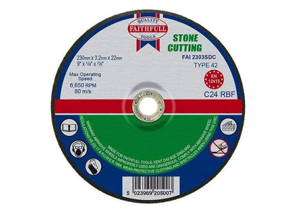Faithfull Depressed Centre Stone Cutting Disc 230 x 3.2 x 22.23mm Faithfull - RockBottom Northampton