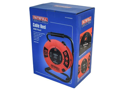 Faithfull Power Plus Open Cable Reel 240V 40m 13A 4 Socket (1.25mm Cable) Faithfull Power Plus - RockBottom Northampton