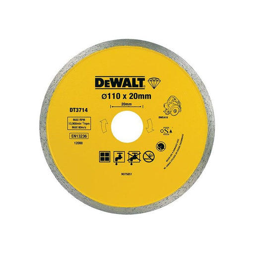 Dewalt Power Tools DT3714 Diamond Tile Blade 110 x 20mm DeWALT Power Tools - RockBottom Northampton