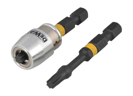 Dewalt Power Tools Impact Torsion Bits TX25 x 50mm (x2) and Magnetic Screwlock Sleeve DeWALT Power Tools - RockBottom Northampton