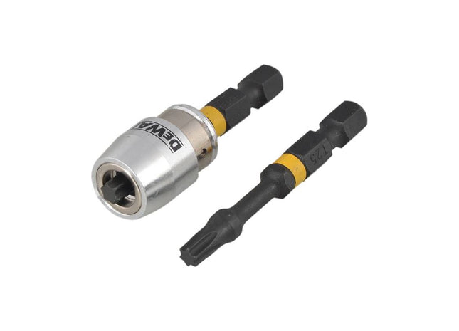 Dewalt Power Tools Impact Torsion Bits TX25 x 50mm (x2) and Magnetic Screwlock Sleeve DeWALT Power Tools - RockBottom Northampton
