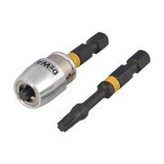 Dewalt Power Tools Impact Torsion Bits TX25 x 50mm (x2) and Magnetic Screwlock Sleeve DeWALT Power Tools - RockBottom Northampton