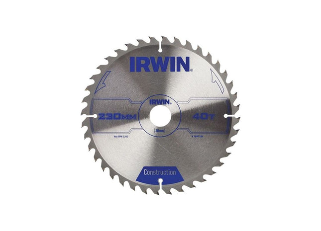Irwin® Construction Circular Saw Blade 230 x 30mm x 40T ATB IRWIN® - RockBottom Northampton