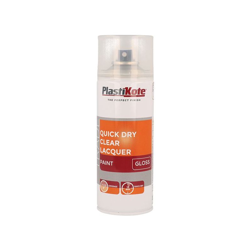 Plastikote Trade Quick Dry Clear Lacquer Spray Gloss 400ml PlastiKote - RockBottom Nothampton