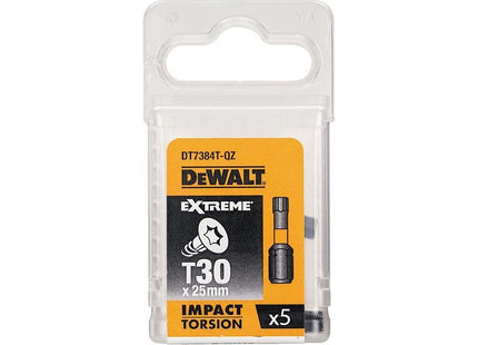 Dewalt Power Tools Impact Torsion Bits TX30 x 25mm (Pack 5) DeWALT Power Tools - RockBottom Northampton