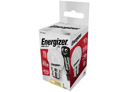 Energizer® LED BC (B22) Opal Golf Non-Dimmable Bulb, Warm White 470 lm 5.2W Energizer® - RockBottom Northamptin
