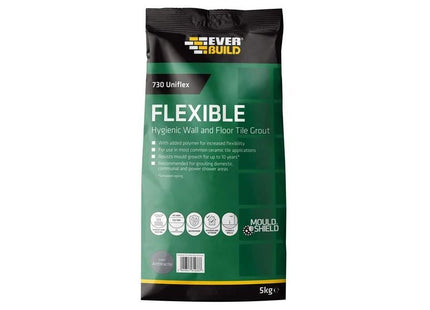 Everbuild Sika 730 Uniflex Hygienic Tile Grout Anthracite 5kg Everbuild Sika - RockBottom Northamptin