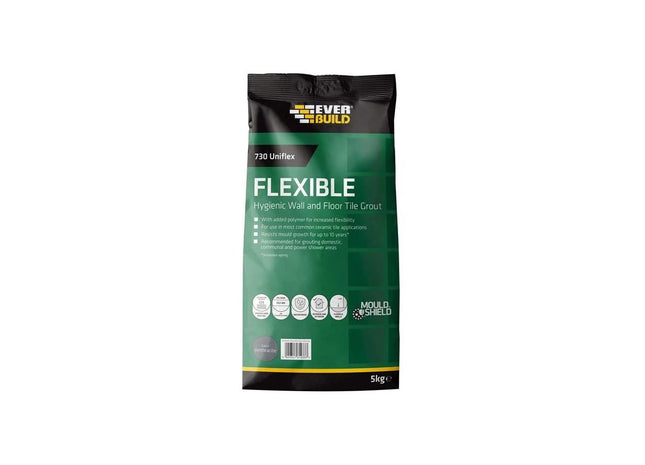 Everbuild Sika 730 Uniflex Hygienic Tile Grout Anthracite 5kg Everbuild Sika - RockBottom Northamptin