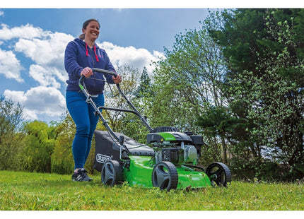 Draper Steel Deck Petrol Lawn Mower, 420mm, 132cc/3.3HP 08671 Draper - Town Tools 