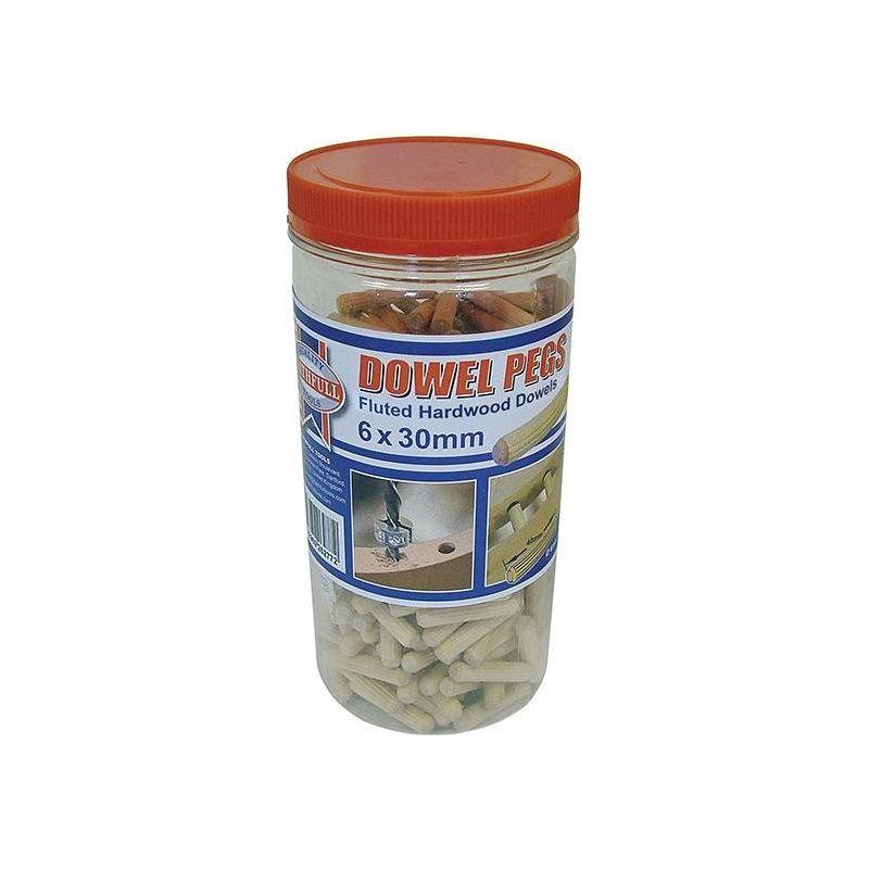 Faithfull Wood Dowels Fluted 30 x 6mm (Tub 300) Faithfull - RockBottom Northampton