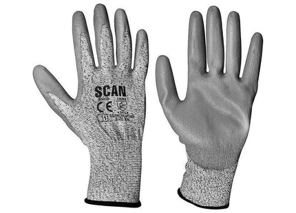 Scan Grey PU Coated Cut 3 Gloves - XXL (Size 11) Scan - RockBottom Nothampton